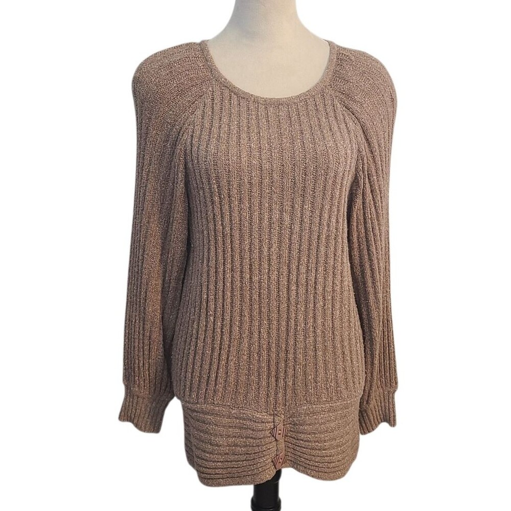 Vtg Raoul Women M Silk/Angora Rabbit Brown Knit Sweater Shoulder Pads Soft Cozy